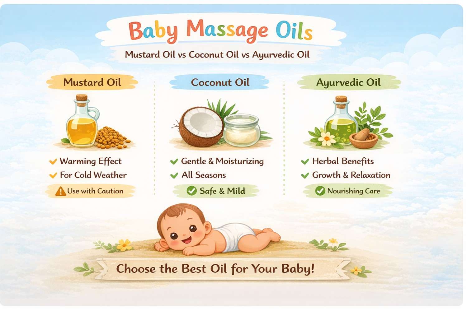 Best Massage Oil for Infants: Mustard Oil, Coconut Oil, or Ayurvedic Oils?