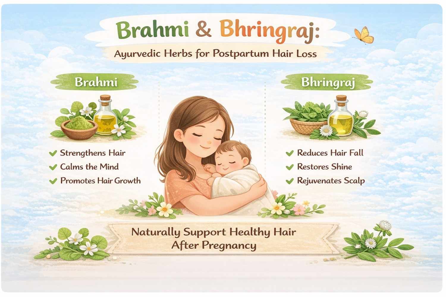 Brahmi & Bhringraj: Ayurvedic Herbs for Postpartum Hair Loss