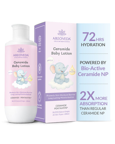 Bathing Bar Ceramide Baby Lotion bottle and packaging with a cute elephant illustration.