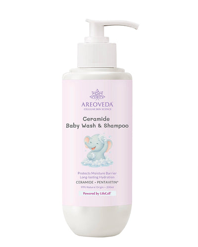 Gentle ceramide baby wash & shampoo with elephant design, EWG-verified, 99% natural, 200ml